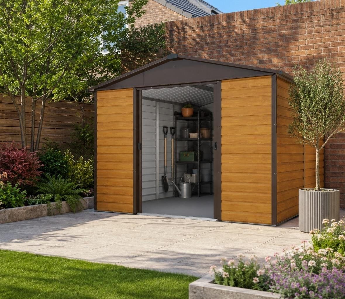 YardMaster 10 x 12 ft Woodview Shiplap Metal Shed